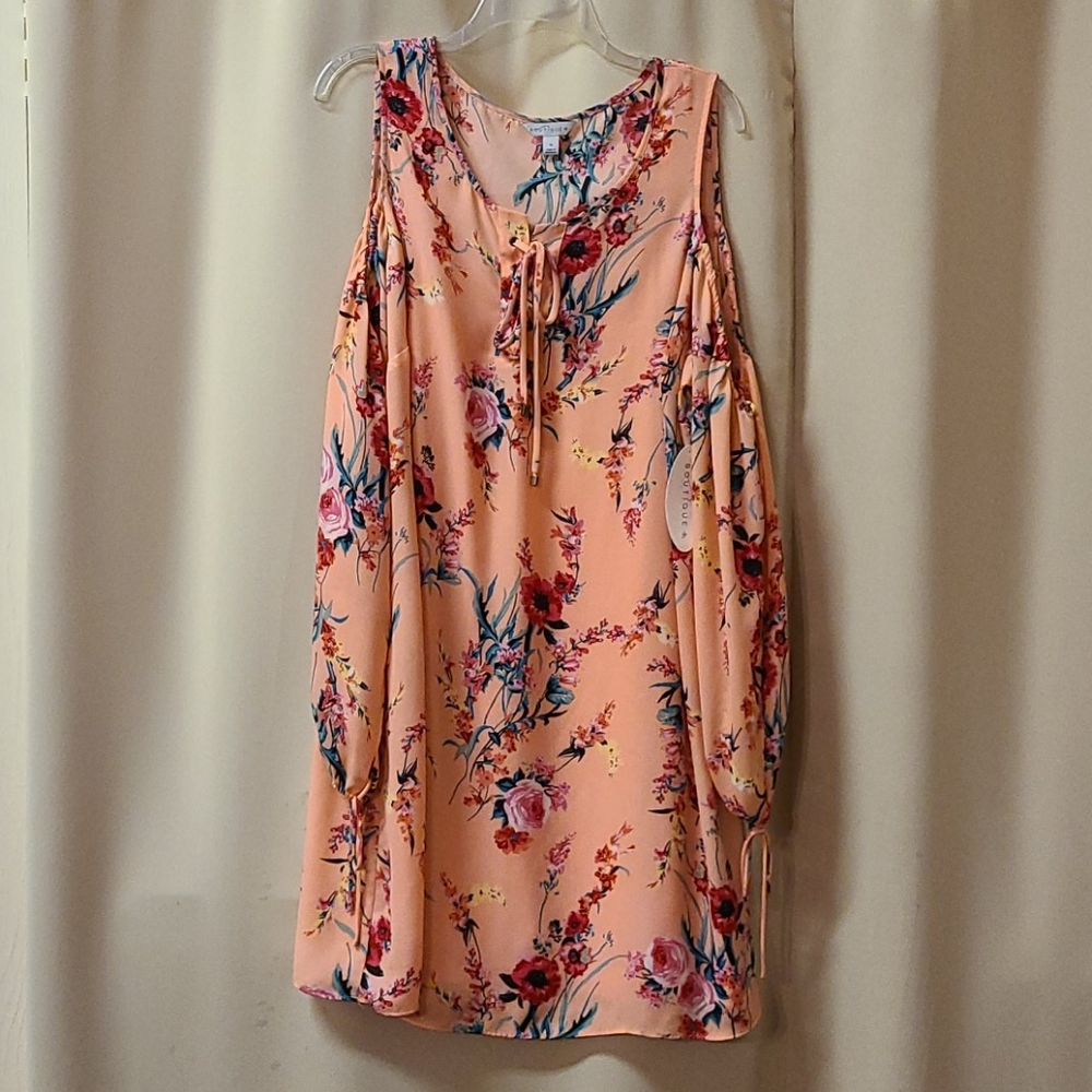 Flower Print Mini Cold Shoulder Dress